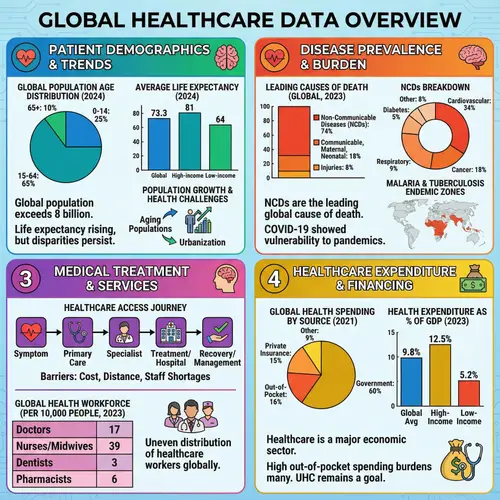 Healthcare Data Infographic: Patient Demographics & Treatment Stats