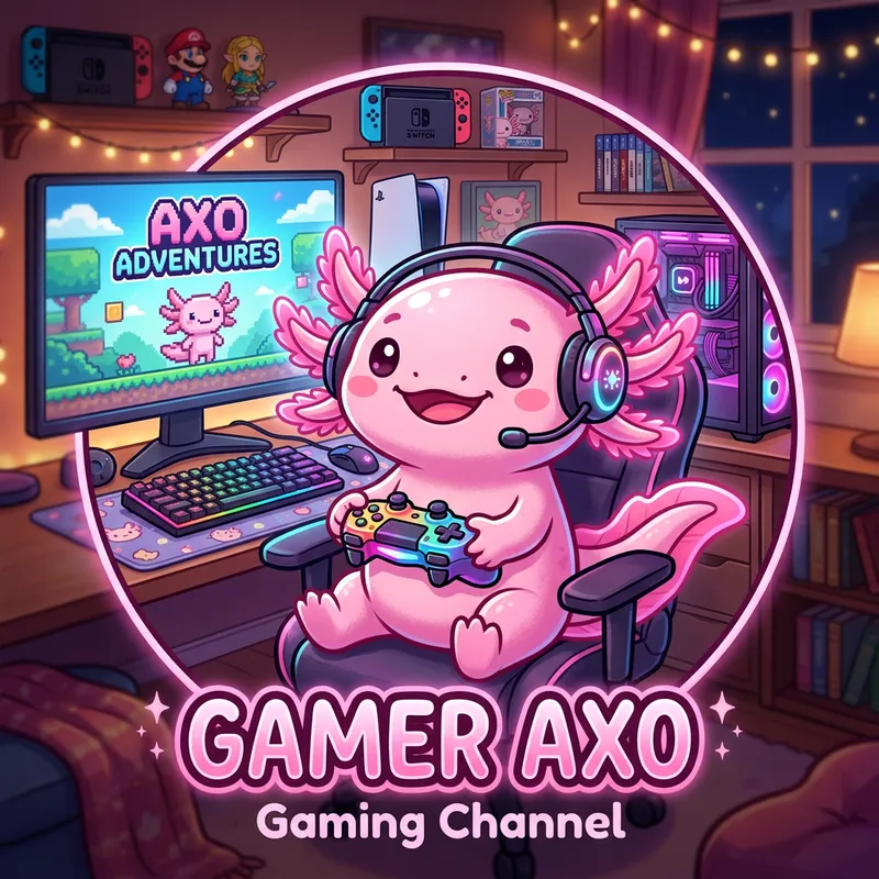 Pink Friendly Axolotl - Gamer’s Logo Design