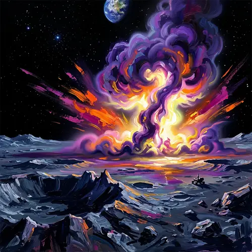 Surrealistic Atomic Explosion on the Moon Art