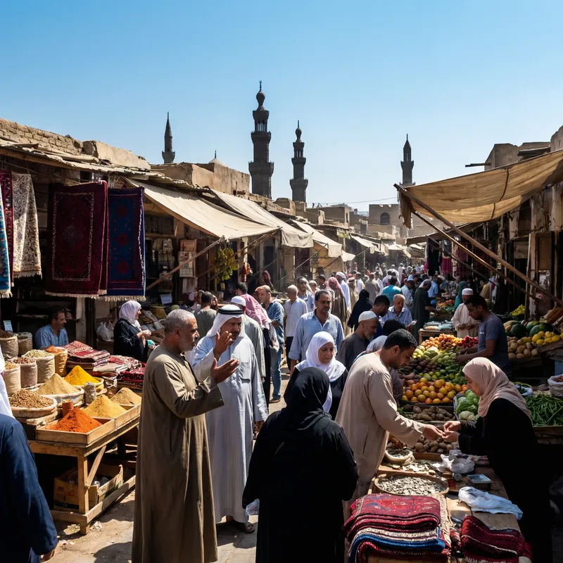 Vibrant Trading Scene at Traditional Middle-Eastern Market