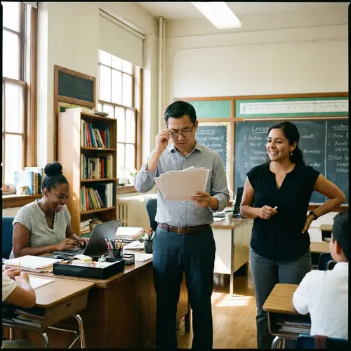 Diverse Group of Teachers in Vibrant Classroom Setting