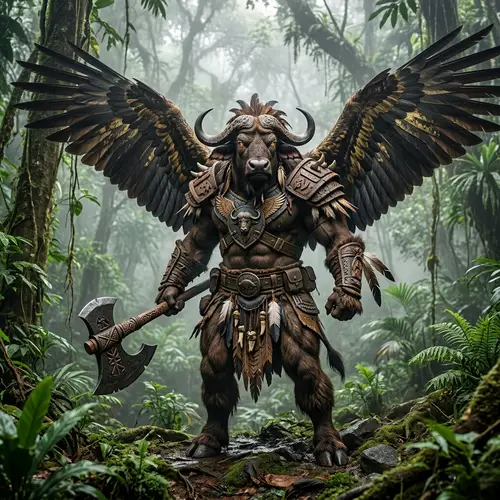 Jungle Warrior: Buffalo-Eagle Hybrid Hero