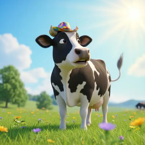 Cheerful and Smart Cow Ready to Learn Skills