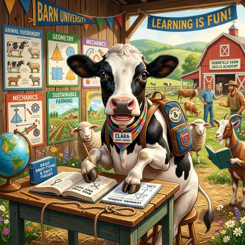 Cheerful and Smart Cow Ready to Learn Skills
