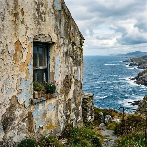 Weathered House Wall by the Sea