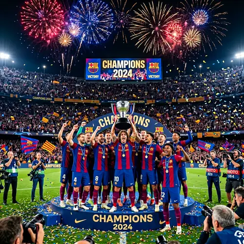 Barça 2024 Champions - Victorious Soccer Team Celebration