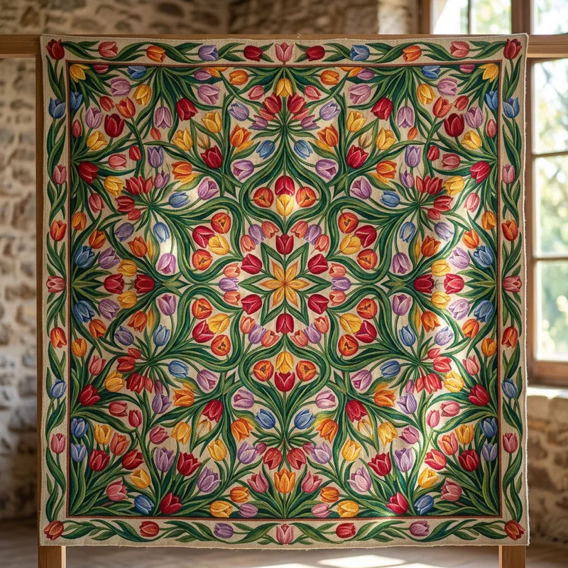 Vibrant Tulip Tapestry: A Colorful Floral Dance Vibrant Tulip Tapestry: A Colorful Floral Dance