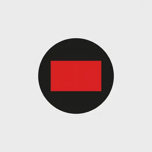 Circle with Rectangle: Bold Black and Red Design