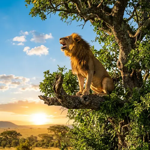 Lion Roaring on the Tree of Life | Majestic Nature
