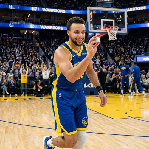 Professional Basketball Player in Golden State Warriors Uniform with Golf Ball