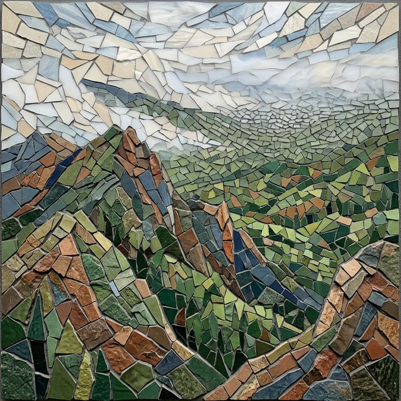 Abstract Mosaic of Smoky Mountains - 3D Geometric Landscape Art