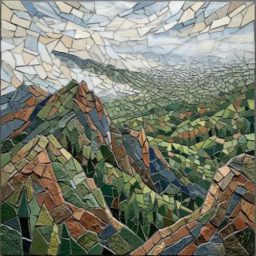 Abstract Mosaic of Smoky Mountains - Geometric Landscape Art