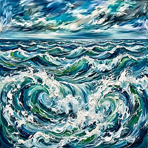 Abstract Ocean Waves Art - Vibrant & Tranquil