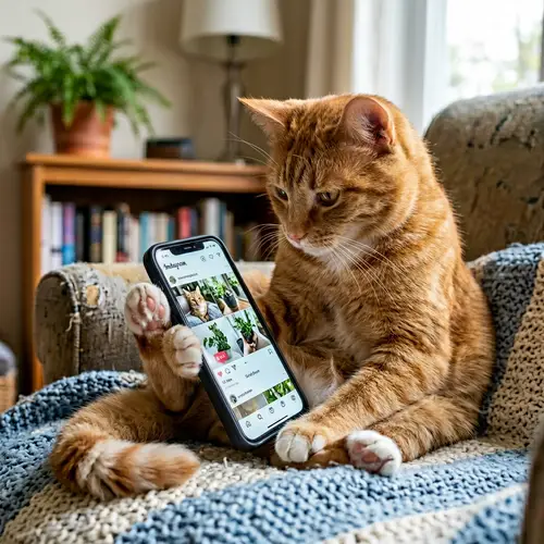 Cat Holding Cell Phone - Funny Pet Photos