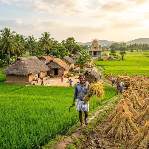 Scenic Tamil Village: Harvest Season Beauty