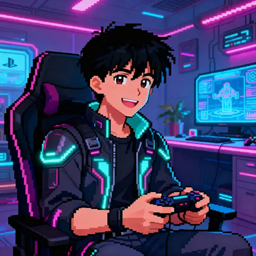 Pixelated Cyberpunk Adventure: Retro PS2 Vibes