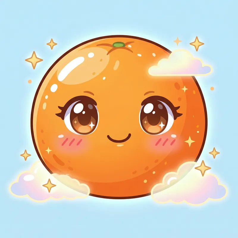Cute Anime Orange Fruit - Fresh and Juicy!