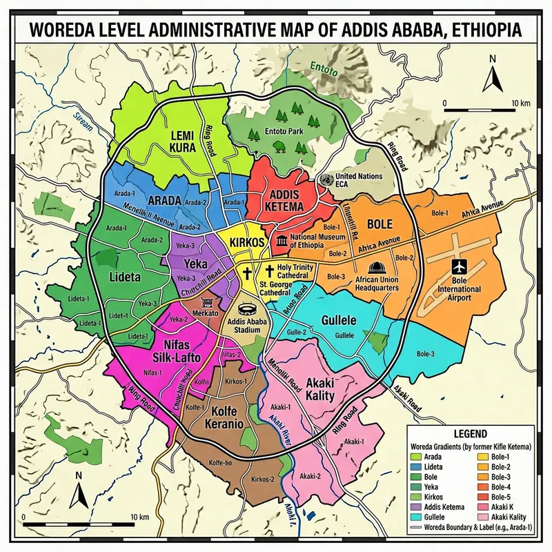 Detailed Map of Addis Ababa with Woredas Detailed Map of Addis Ababa with Woredas