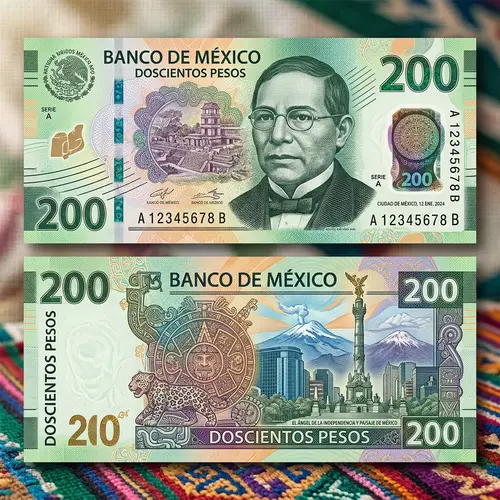 Detailed Illustration of Mexican Peso Currency Bill