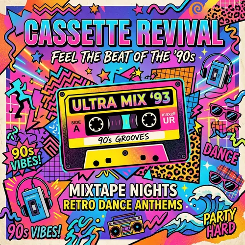 Retro 90s Cassette Tape Poster Design