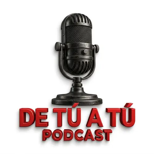 Dark 3D Logo with Antique Microphone | DE TÚ A TÚ Podcast