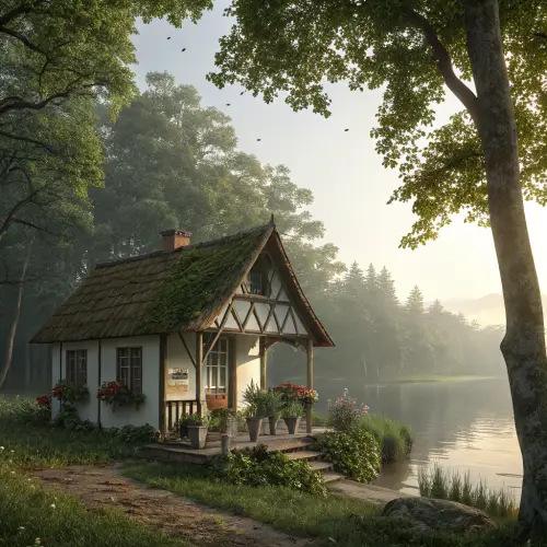 Charming Cabin by the Lake in a Lush Forest