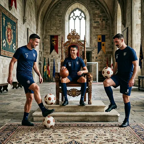 Soccer Icons: Ronaldo, Messi, and Haland in Action