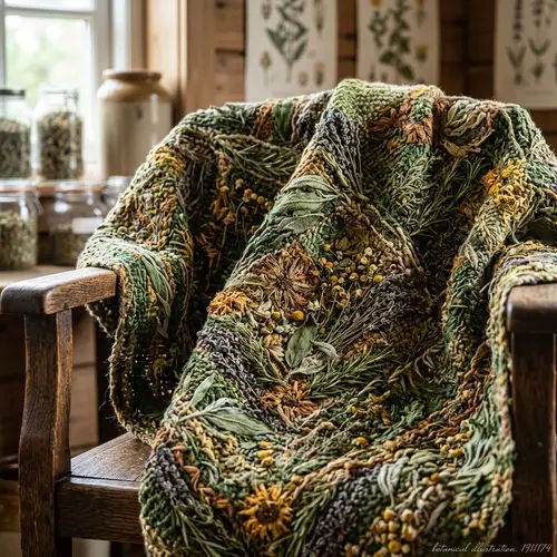 Herbal Woven Blanket in Natural Tones