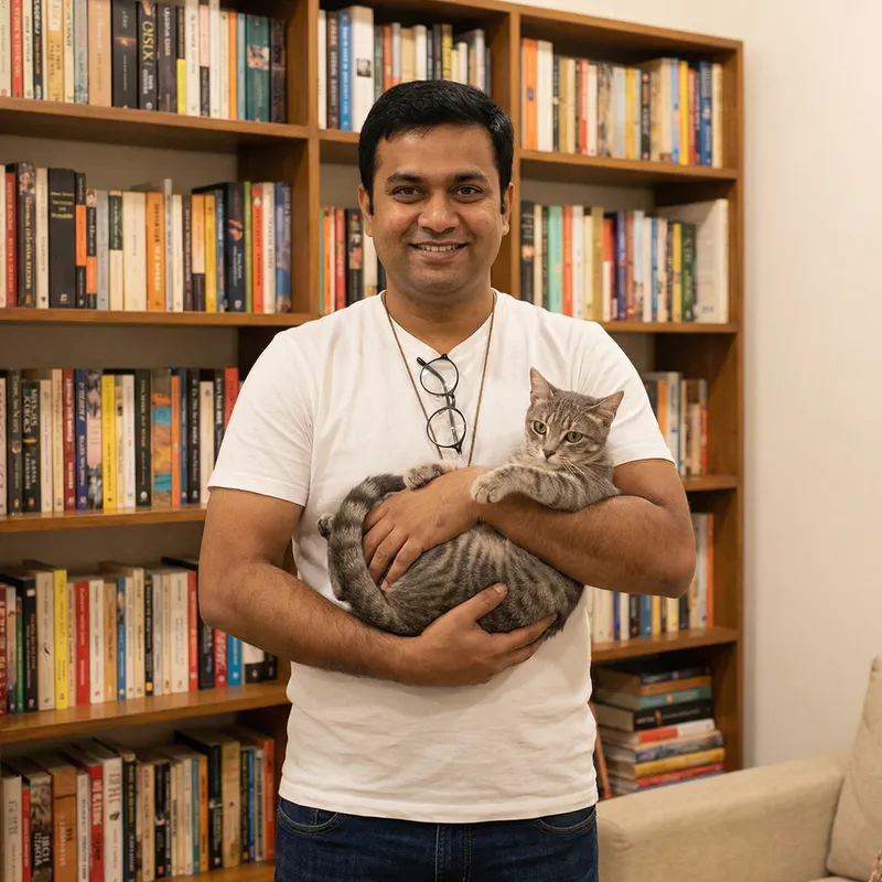 Man Holding Cat - Casual Attire