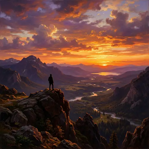 Serenity of Nature at Sunset - Romantic Landscape Painting