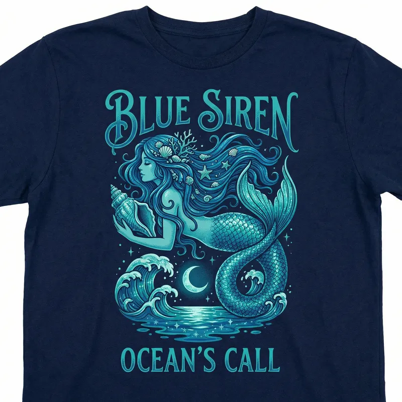 Blue Siren T-Shirt Design | Stunning Illustration