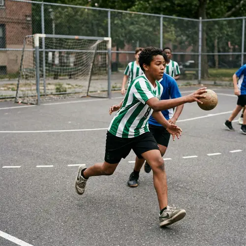 Young Brown-Skinned Boy Playing Handball