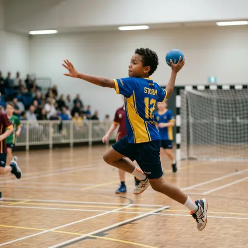 Brown-Skinned Boy Playing Handball