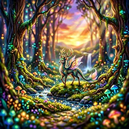 Mythical Creature in Dreamlike Forest | Fantasy Inspired Artwork