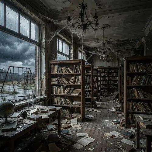 Eerie Abandoned School Library | Stark Desolation Inside