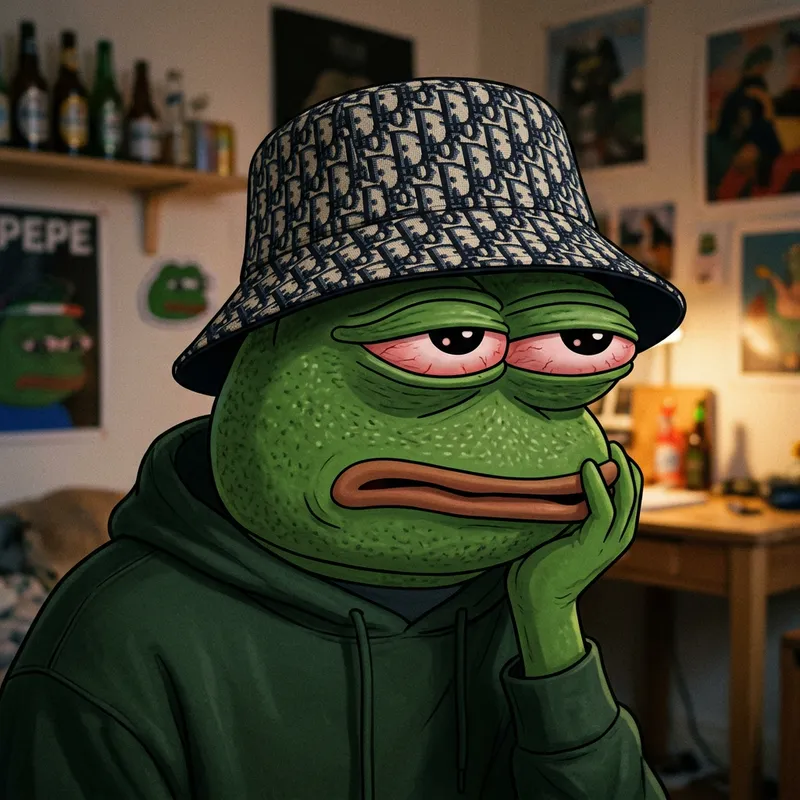 Pepe Meme Face with Dior Bucket Hat