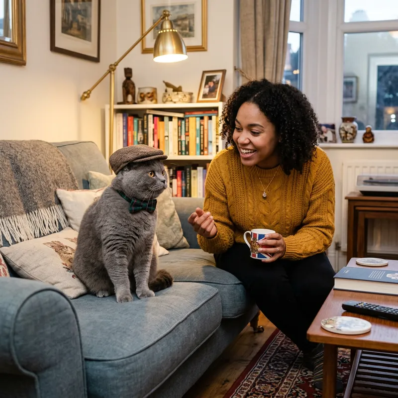 Talking Cat: British Shorthair in a Cozy Home