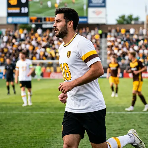 White Jersey with Yellow and Brown Stripes