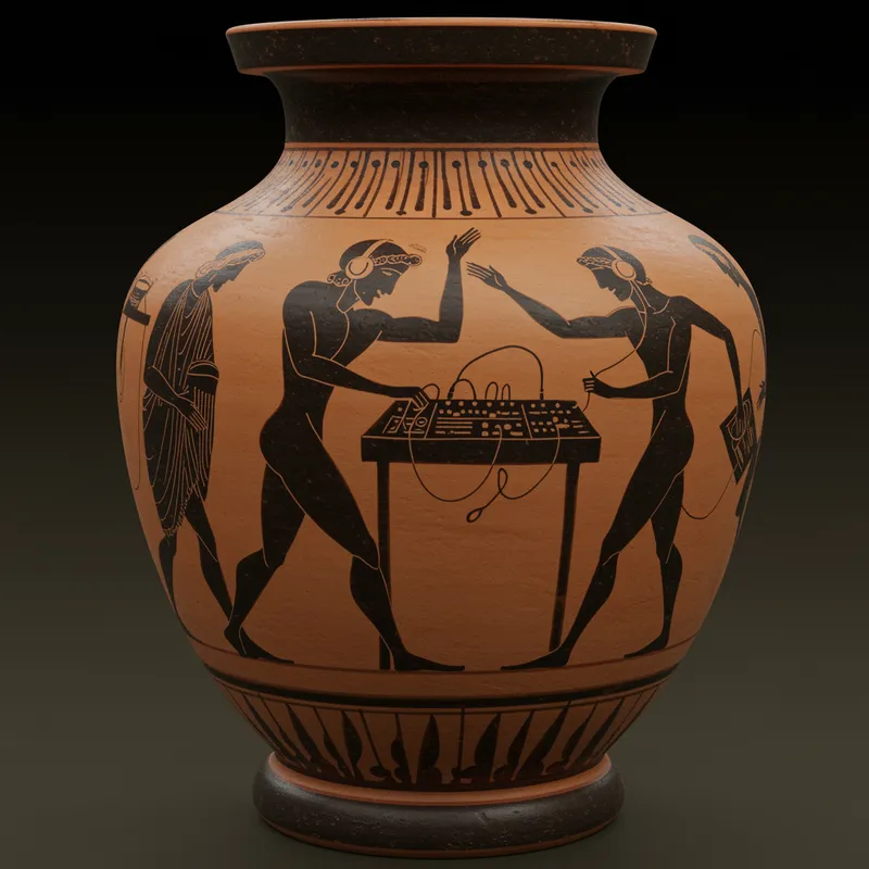Greek Vase Style Techno Party Scene