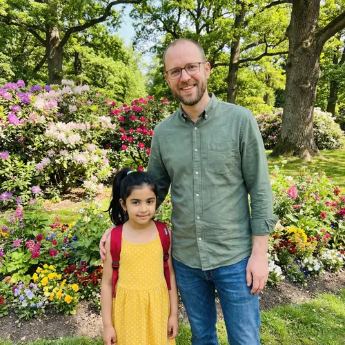 Man and Girl in a Park | Diverse Pair in Nature