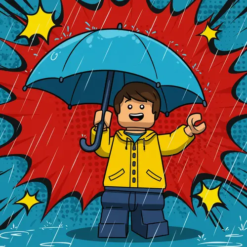 Colorful LEGO Boy in Raincoat - Kids' YouTube Art