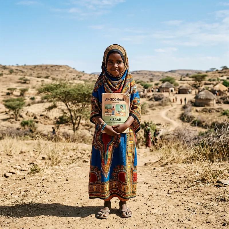 Beautiful Somali Girl in Traditional Attire with Book Beautiful Somali Girl in Traditional Attire with Book