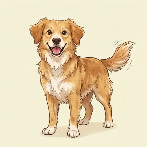 Two-Dimensional Standing Dog Image | Full of Life and Happy Spirit