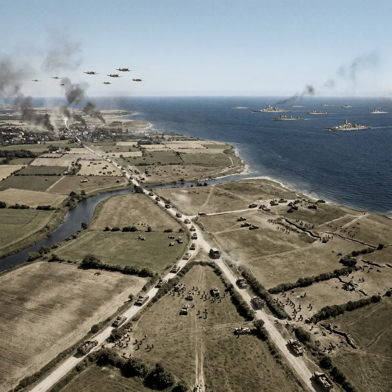 WW2 Aerial Battle Scene - Intense Military Conflict Overview WW2 Aerial Battle Scene - Intense Military Conflict Overview