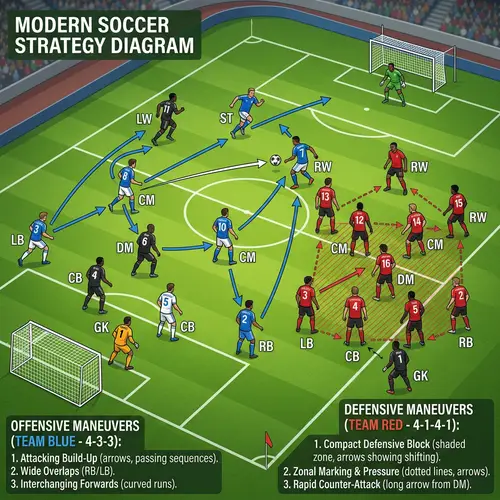 Modern Soccer Strategy Diagram - Player Positioning & Movement