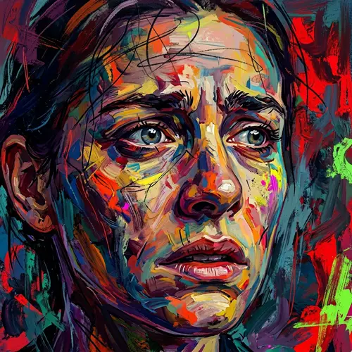 Abstract Expressionism Portrait of Inner Turmoil and Anxiety