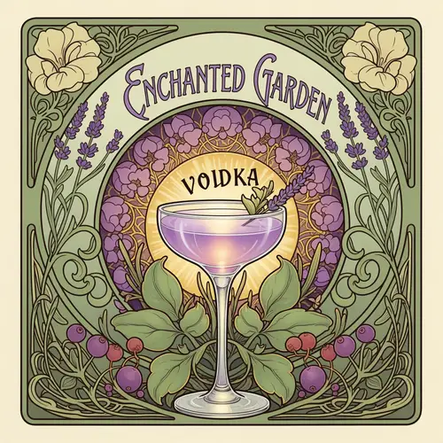 Enchanted Garden Cocktail: A Vintage Art Nouveau Design