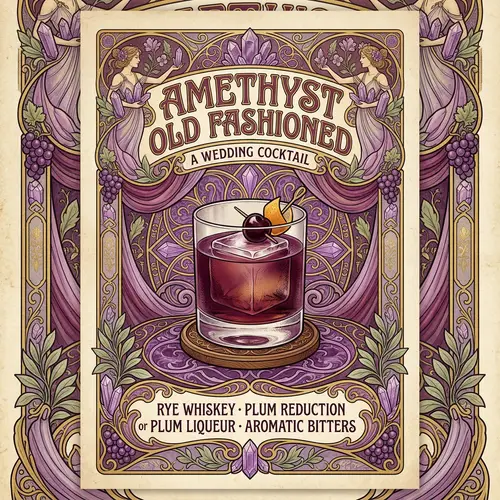 Amethyst Old Fashioned Cocktail - Vintage Poster Design