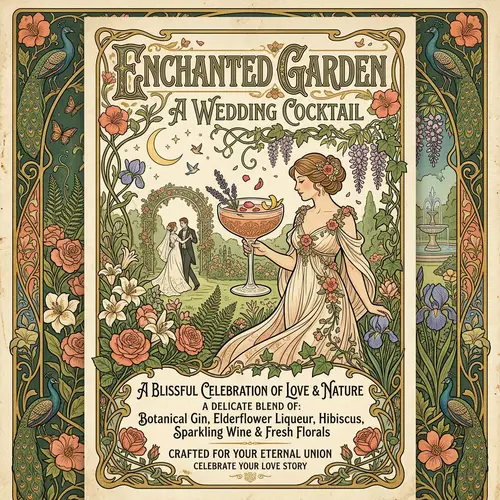 Enchanted Garden Cocktail: A Vintage Art Nouveau Design