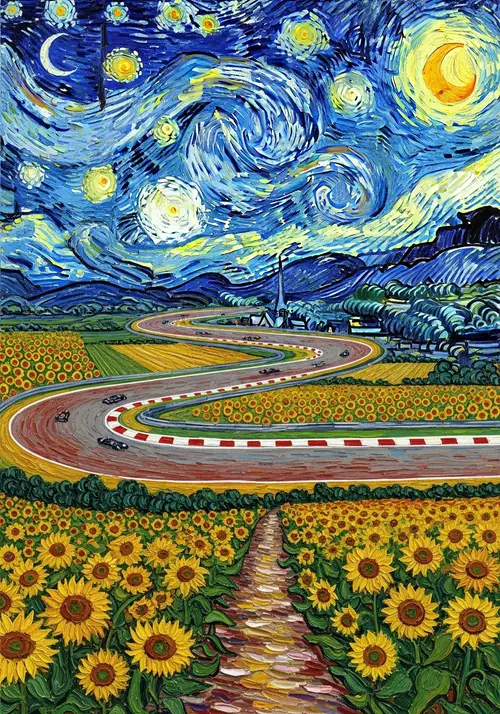 Van Gogh Inspired Race Track Art